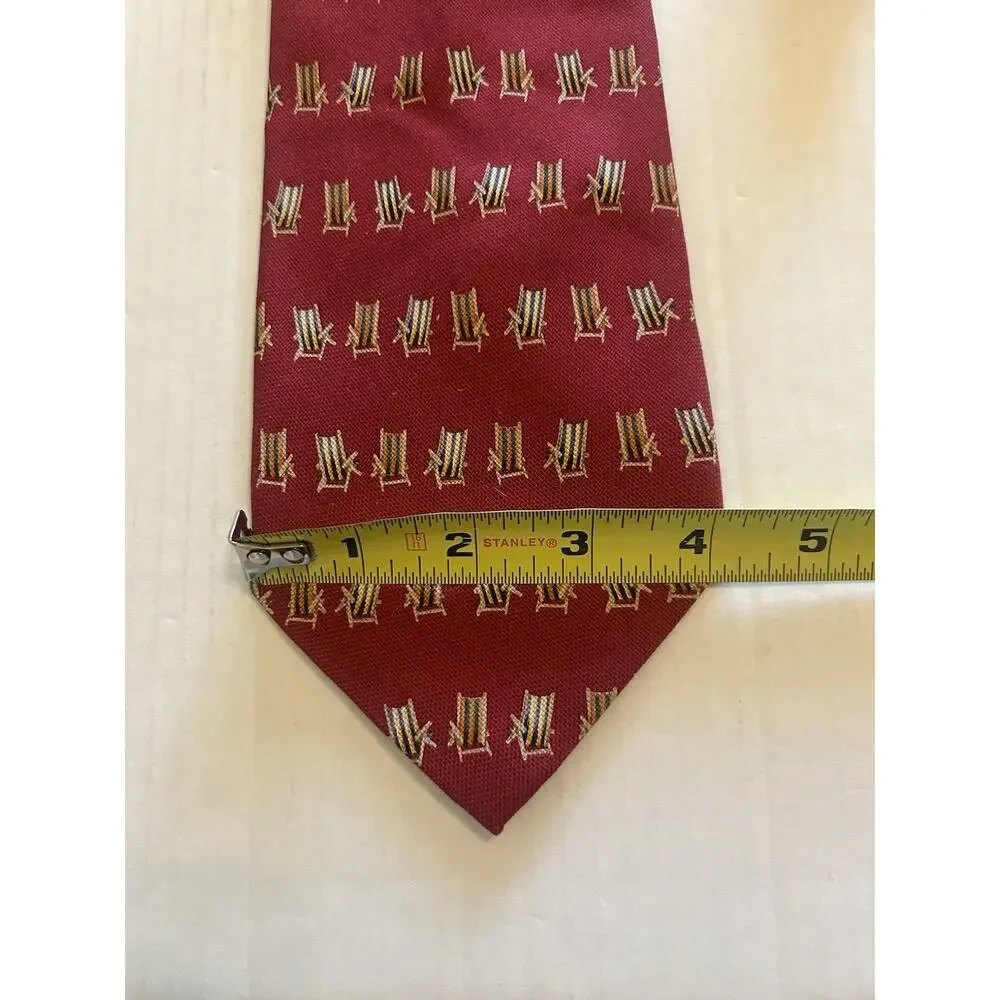 Tommy Bahama Tie‎ Men’s Red Beach Chair 4” Tropical Design 100% Silk